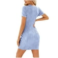 thumbnail image 7 of IROINNID Summer Dresses for Women Outfits Soild Color Short Dresses with Round Neck and Short Sleeve Drawstring Slim Summer Dresses, 7 of 7