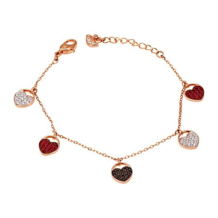 - Swarovski Crystal Rose Gold-Tone Ginger Heart Charm Bracelet