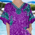 thumbnail image 2 of Miss Lavish London Plus size Kaftan Dresses for Women Beach Cover up Caftans Moo Moos Women Swimwear Cover up Purple XL, 2 of 6