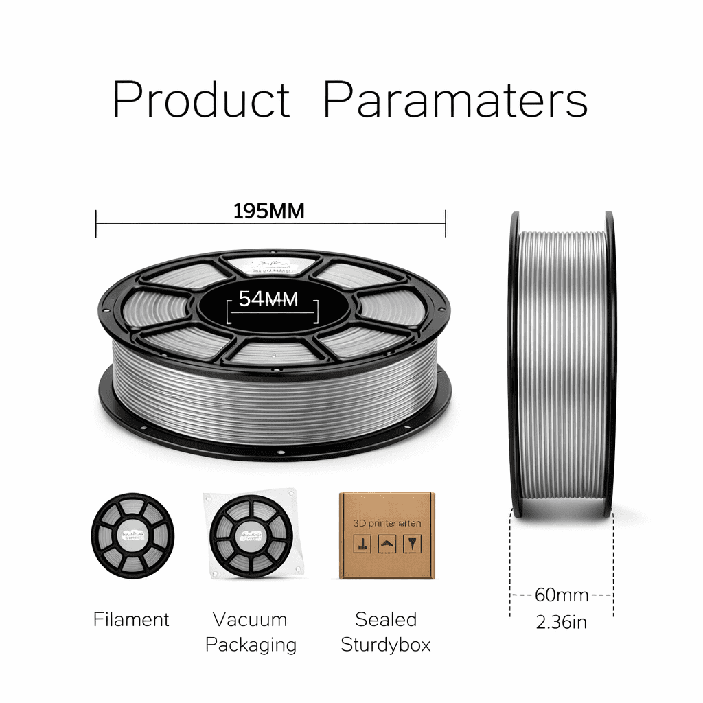 Silk PLA 3D Printer Filament, 3D Printer Filament Bundle 1.1KG 1.75mm, High-speed Printing, Neatly Arranged Lines, for Most FDM 3D Printer Bright Silver