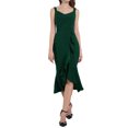 thumbnail image 1 of Vestido midi de cola de pez sin mangas con escote corazón elegante y con volantes para mujer Inspire Chic 2XL verde, 1 of 4