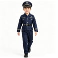 thumbnail image 2 of 9‑Piece Kids Police Pretend Play Costume Set, Role Play Dress‑Up Outfit for Boys 3‑10 Years Old, Navy Blue, 2 of 5