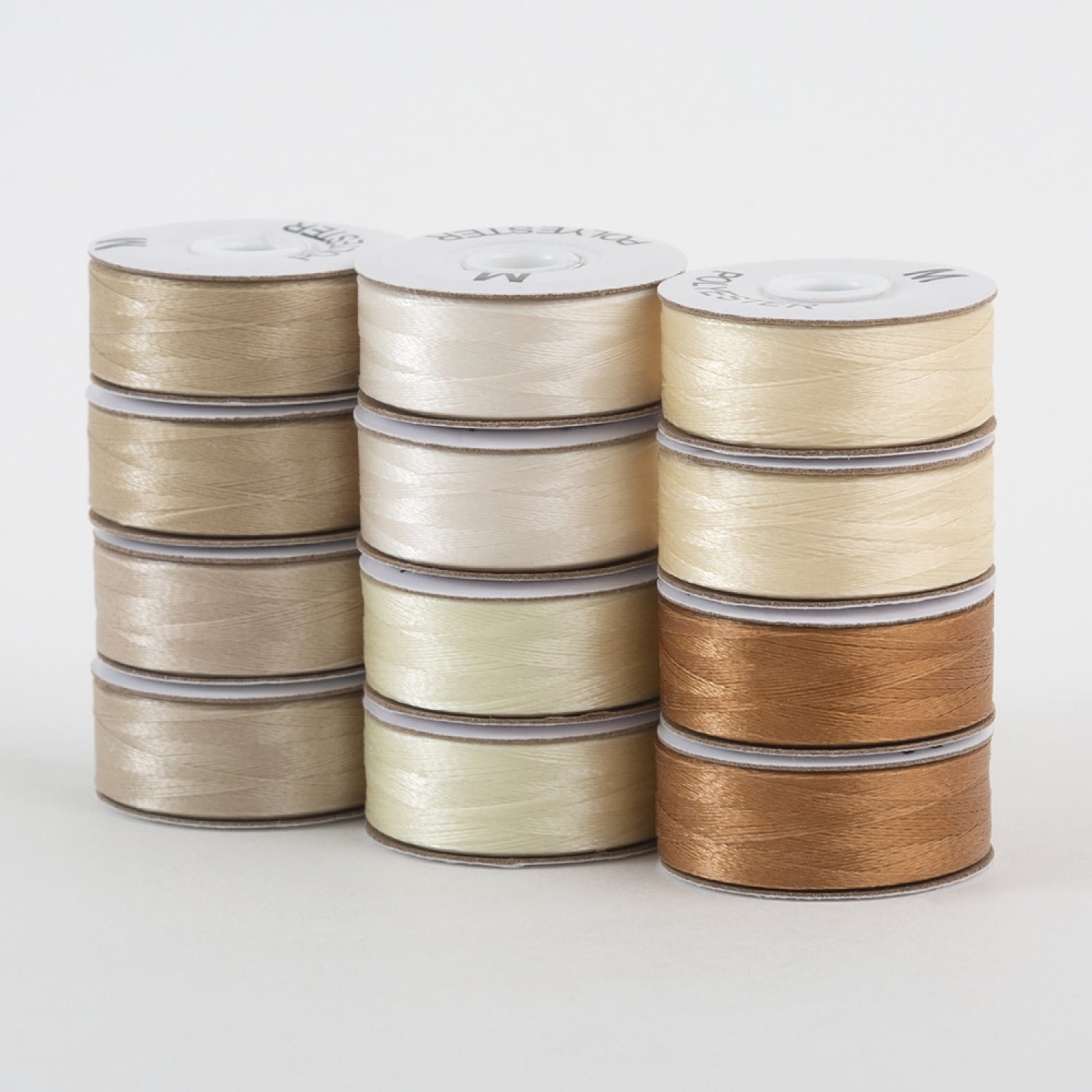 12 Pack Of White Prewound Bobbins - L Size - 60wt Ghana