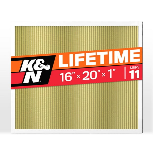 K&N 16x20x1 HVAC Furnace Air Filter, Lasts a Lifetime, Washable, Merv 11, the Last HVAC Filter You Will Ever Buy, Breathe Safely at Home or in the Of