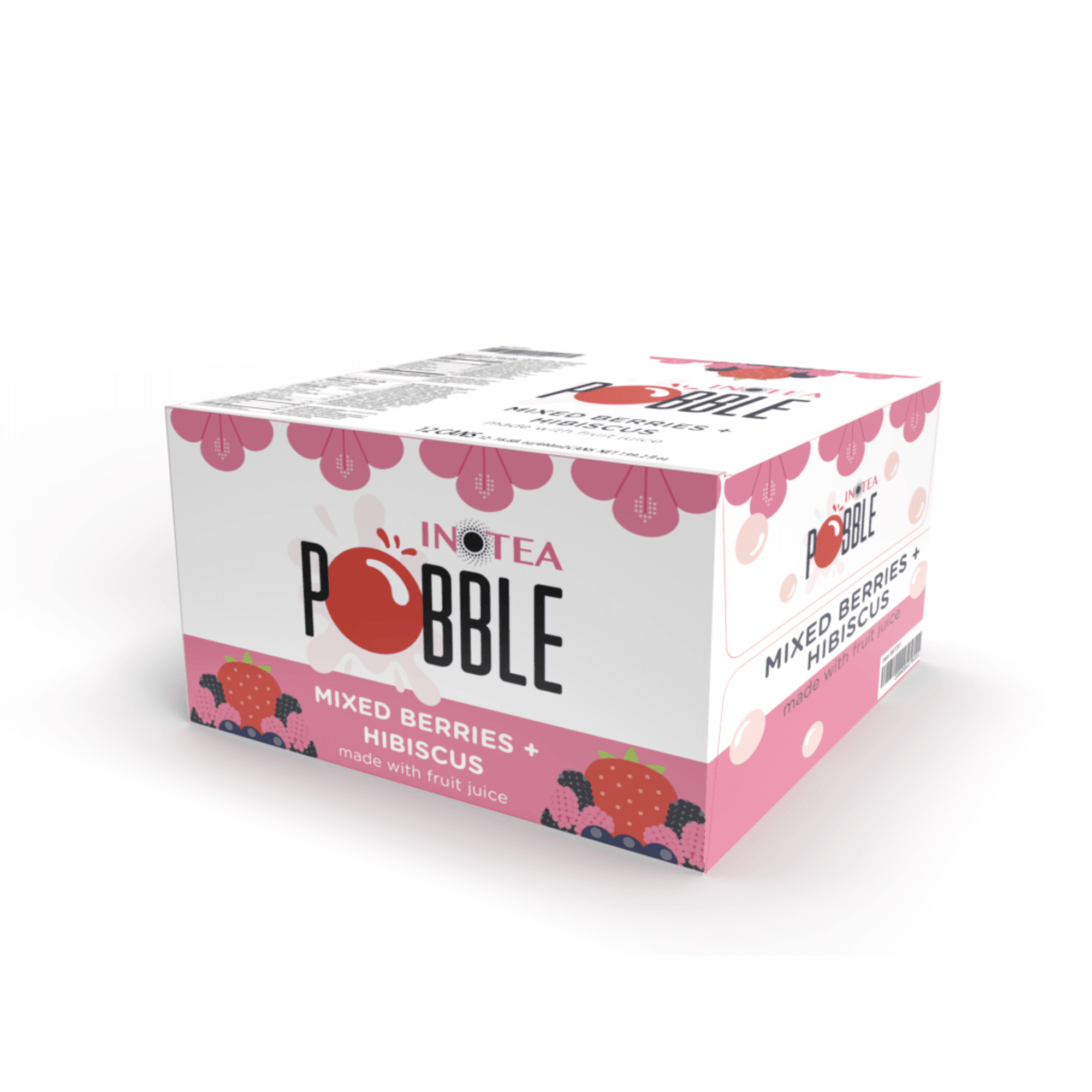 INOTEA/POBBLE, Popping Bubble Tea Mixed Berries + Hibiscus Drink Mix, 12 Count, 16.6 oz