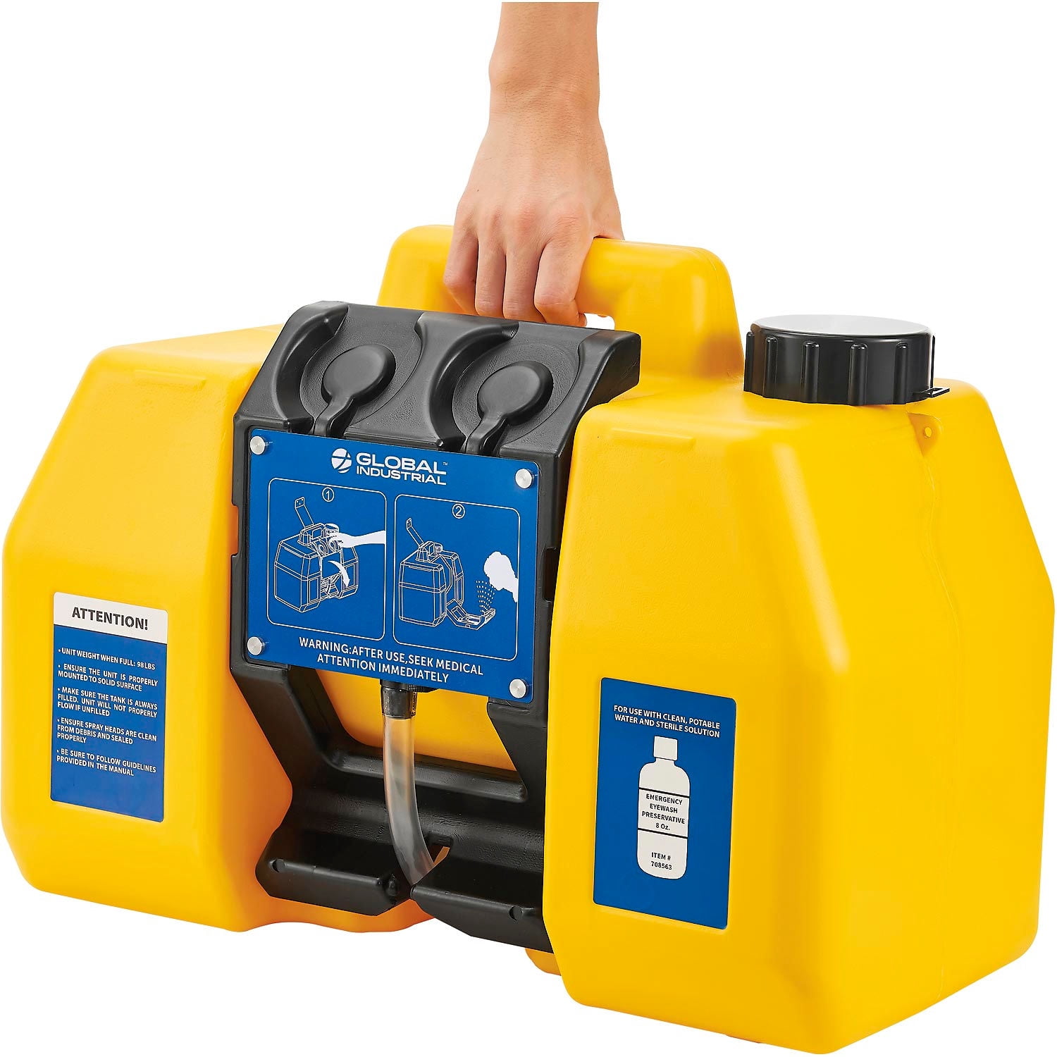 Global Industrial 9 Gallon Gravity Fed Portable Eyewash Station, Yellow