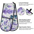 thumbnail image 2 of Yayeee Double Oven Mitt Kitchen Heat Resistant Baking 35" x7" Quilted Glove, Butterfly Lavender Pattern, 2 of 6