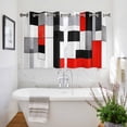 thumbnail image 3 of Red Black Kitchen Curtains Short 45 Inch Length, Abstract Geometric Grey White Middle Century Grommet Top Bedroom Living Room Curtains, Light Filtering Cafe Curtain Drapes 2 Panels Set 84''x45'', 3 of 9