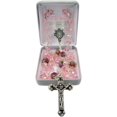 thumbnail image 3 of Pink Acrylic Tin Cut Rosary with Flower Our Father Prayer Beads, 17 Inch, 3 of 3