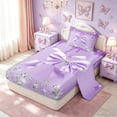 thumbnail image 2 of Meiyoeat Glitter Print Princess Bow Twin Sheet Sets for Women Girls, Fashion Bling Diamond Bedding, 3pcs, 2 of 5