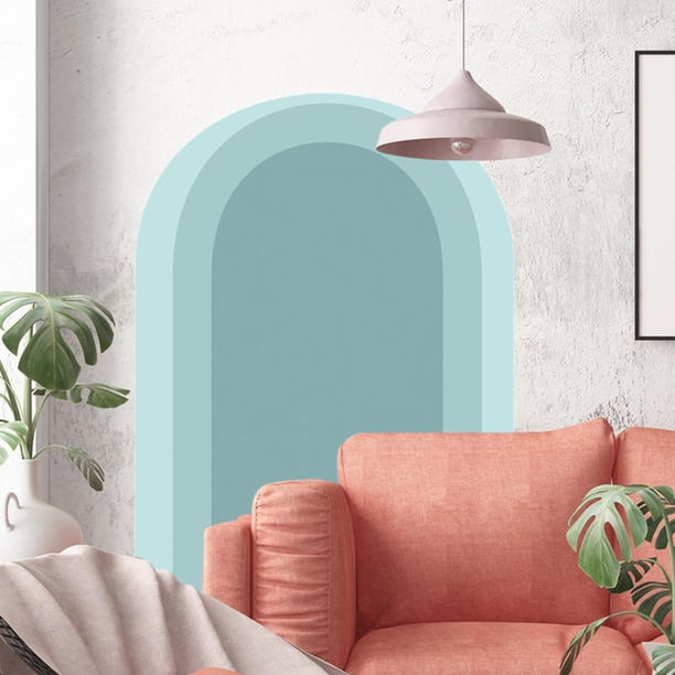 Calcomanía de pared con arco bohemio, decoración bohemia, arte geométrico, papel tapiz, pegatina extraíble para habitación infantil, puerta, cabecero, Cian