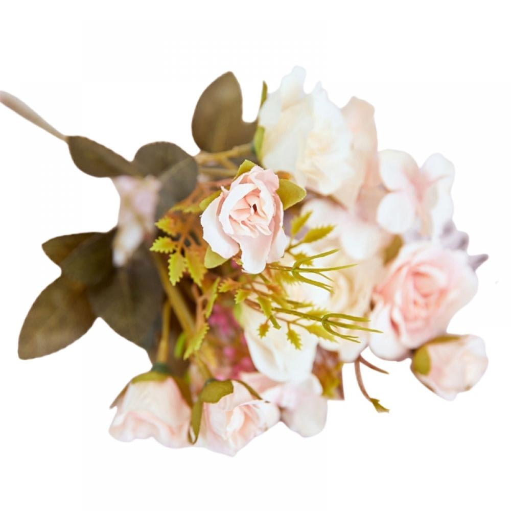 Rose Artificial Flowers, Silk Flowers with Stems and Artificial Leaves