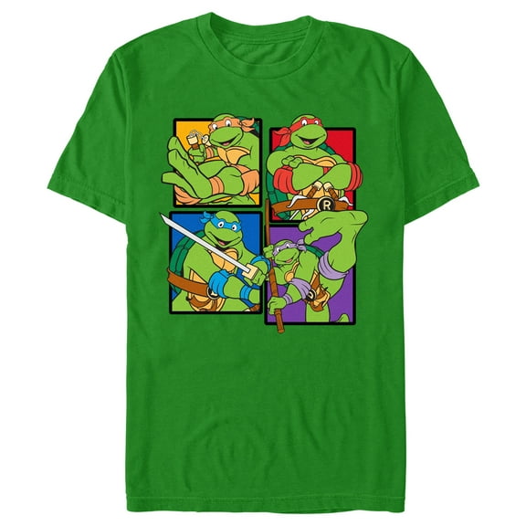 Men's Teenage Mutant Ninja Turtles Colorful Character Portraits Graphic Tee Kelly Green 2X Large