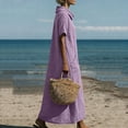 thumbnail image 6 of aohooy Cowl Neck Maxi Dress for Women Summer Casual Short Sleeve Cotton Long Length Dresses with Pockets Flowy Beach Sundress Purple,XXXL, 6 of 9