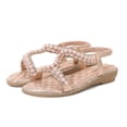 thumbnail image 2 of Woman Sandals Women Shoes Thick Sole Wedge Sandals Fashion Pearl Outdoor Beach Bohemian Sandals Pink 37, 2 of 7