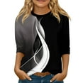 thumbnail image 2 of Mfakffe Kids Crew Neck 3/4 Sleeve Tops Retro Geometric Color Block Printed Casual T-Shirt Soft Loose Fit Fashion Tee for Children Daily Wear, 2 of 4