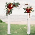 thumbnail image 4 of perfeclan 2 Pieces Artificial Floral Swag Backdrop Welcome Sign Decor Centerpiece Garland Wedding Arch Wreath for Window Home Farmhouse Red, 4 of 9