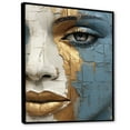 thumbnail image 2 of Designart "African Woman Portrait In Blue And Gold I" Africa Floater Framed Canvas Art Print, 2 of 5