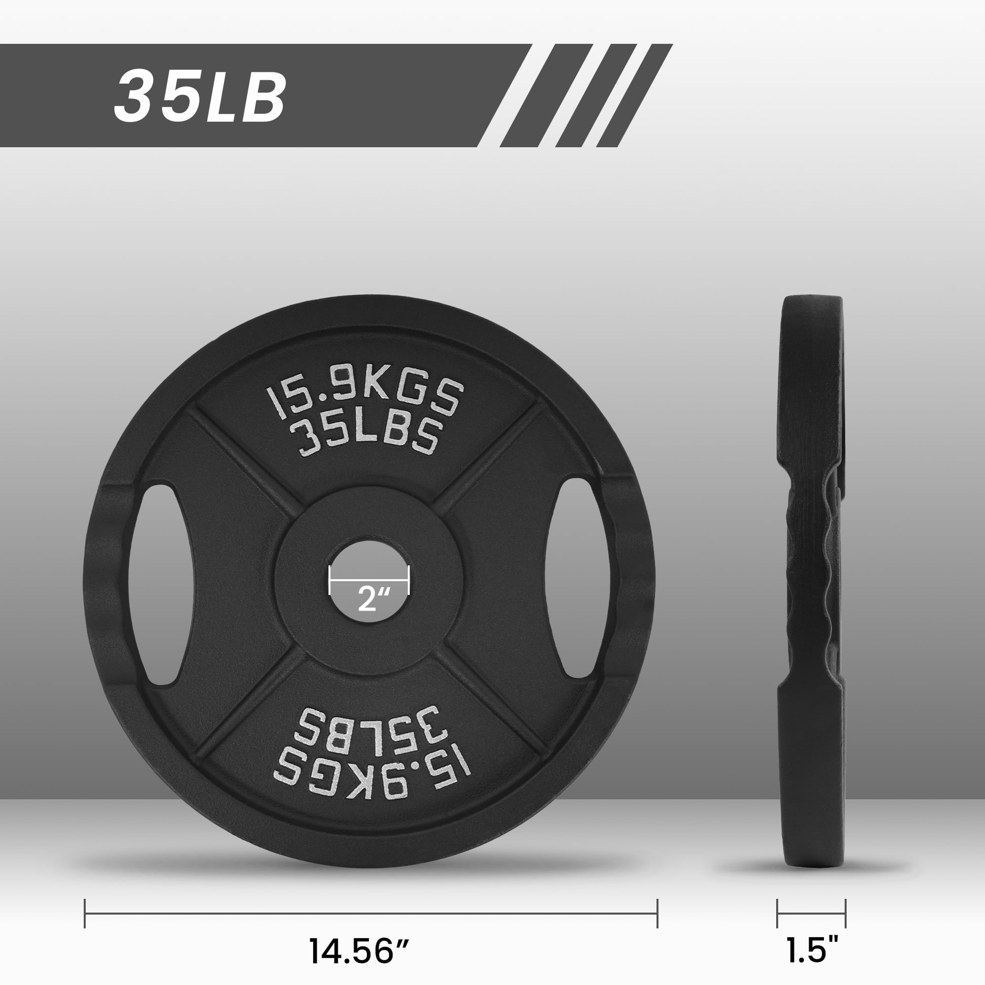 BalanceFrom Weight Plates, Cast Iron, 8.00 in * 2.00 in * 8.00 in, 35 lb, 2 Count
