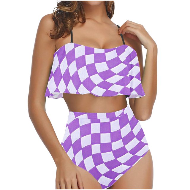 KIHOUT Tankini Swimsuits for Women 2024 Ladies Ruffled Bikini Swimsuit Set