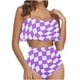 thumbnail image 1 of Bikini de Mujer Trajes de Baño Bikini con Ruffles Conjunto con Sujetador Acolchado Extraíble, Pantalones Cortos de Cintura Alta para la Playa, 1 of 6