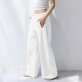 thumbnail image 6 of Pants for Women Drawstring Elastic-Waist Pocket Solid Color Baggy Wide-Leg Pants Casual Pants,Sweatpants for Women White XL, 6 of 6