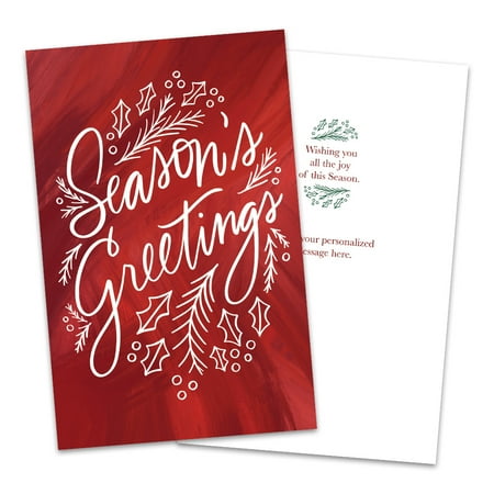 Red Cross Uk Christmas Cards Personalized Red and White Holly Folded All Holiday Greeting Card ()