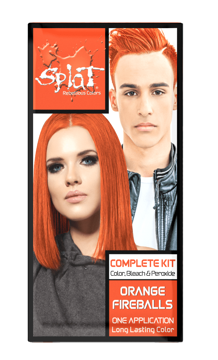 Splat Complete Kit, Orange Fireballs, Semi-Permanent Hair Dye with Bleach -  