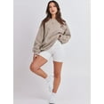 thumbnail image 3 of Sweat à Manches Longues pour Femmes, Col Rond Décontracté, Coupe Ample, Pull à Capuche, Polaire, Automne, 3 of 6