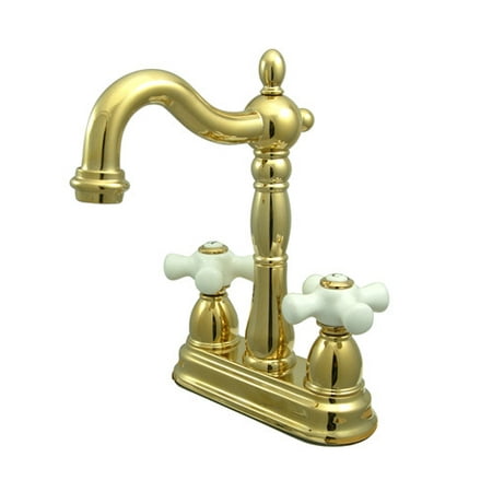 UPC 663370023293 product image for Kingston Brass KB149. PX Heritage Centerset Bar Faucet with Porcelain Cross Hand | upcitemdb.com