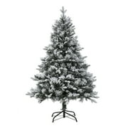 LuxenHome WHAP1399 5 ft. Pre-Lit Flocked Artificial Christmas Tree