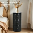 thumbnail image 4 of YOCWO Narrow Nightstand with Charging Station, Farmhouse Slim End Table with 3 Drawer and Open Shelf for Bedroom Small Spaces, Black, 4 of 7