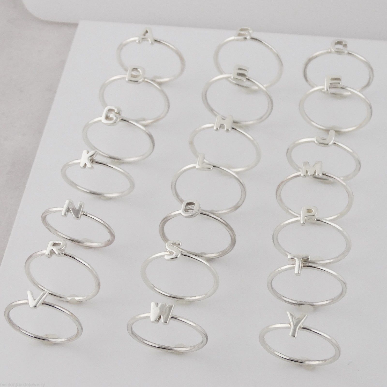 925 Sterling Silver Stacking Letter Ring – Initial A-Z – 1.5mm Band – Nickel-Free – FashionJunkie4Life
