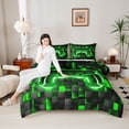 thumbnail image 4 of Castle Fairy Hexagon Video Game Full Size Comforter Sets,Futuristic Grid Bedding Sets, 4 of 8