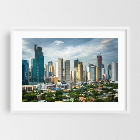 Makati Skyline 03 - Manila Philippines Photography Cityscape Skyline Architecture City Modern Art Travel Poster White Framed Wall Art Print 5 x 7 inches
