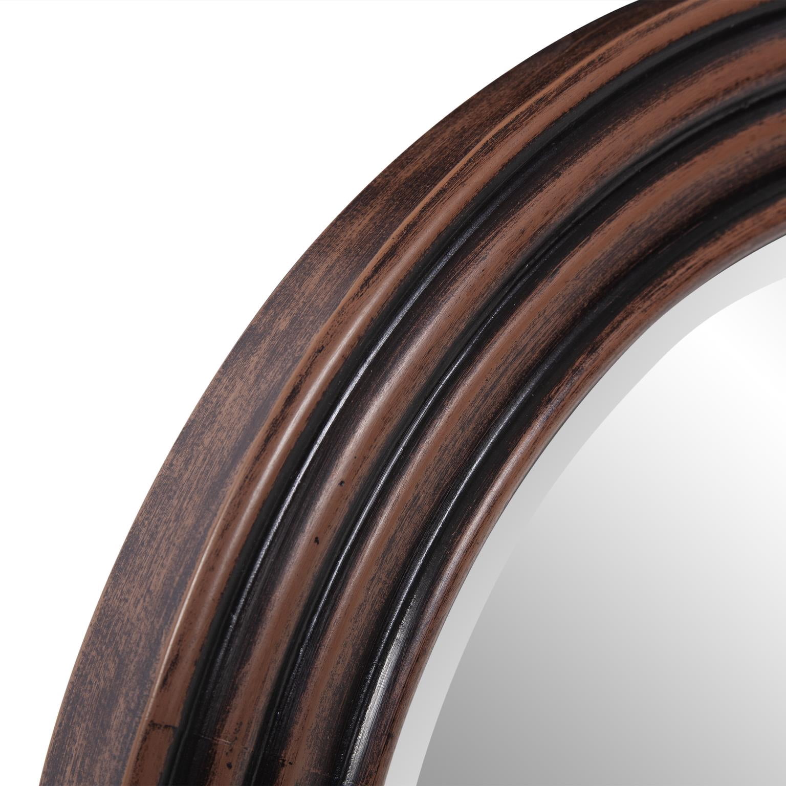 Tyler Dillon Round Hand Crafted Wood Mirror with Rib Texture 24"H x 24"W