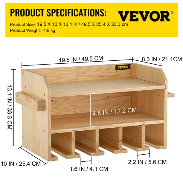 VEVOR Power Tool Organizer, Wall Mount Drill Holder, 5 Drill Hanging Slots Drill  Charging Station, 2-Shelf Cordless Drill Storage, Polished Wooden Toolbox  for Saw, Impact Wrench, Screwdriver Drill - Walmart.com