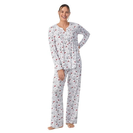 

Aria Brushed Sweater Knit Long Sleeve Split Neck Pajama Set with Pockets Women’s Sizes S-4X