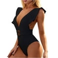 thumbnail image 5 of ylioge Womens Swimsuits Tankini Sleeveless Ruffle Deep V Neck One-Piece Bathing Suits with Belt Ladies Trendy Solid Backless Swimwear Sets, 5 of 8