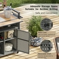thumbnail image 2 of YIYADO 52.8" Grey Wicker Outdoor Grill Cart with Drop Leaf, Poly-Wood Tabletop, Lockable Wheels, Storage Cabinet, Wine Rack & Spice Shelf for Patio, Garden, or Poolside Use, 2 of 7