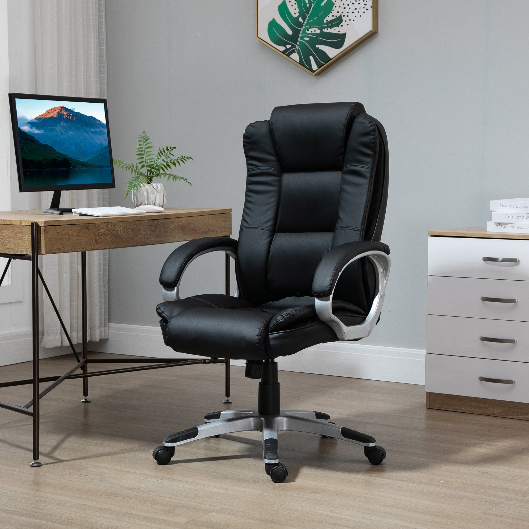 Andoer High Back Executive Office Chair Adjustable Ergonomic Desk Seat ...