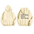 thumbnail image 2 of IROINNID Savings Hoodie for Women Letter Print Round Neck Long Sleeve Casual Hoodie Loose Fit Fall Warm Tops Basic Pullover,Beige, 2 of 4
