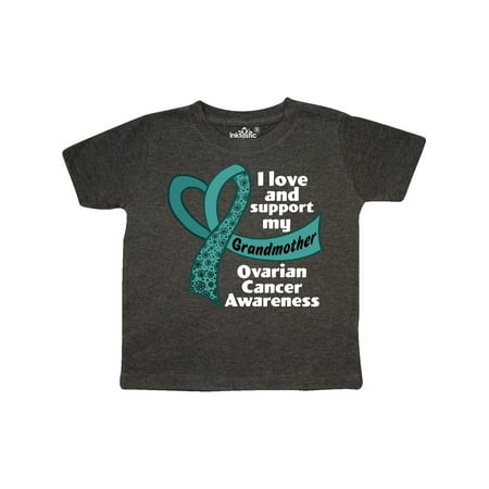 

Inktastic I Love and Support My Grandmother Ovarian Cancer Teal Ribbon Gift Toddler Boy or Toddler Girl T-Shirt