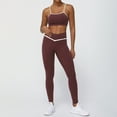 thumbnail image 1 of PISONIC Women 2 Piece Workout Sets Color Block Sports Bras Crossover Leggings Set Workout Tracksuit Yoga Outfits, 1 of 7