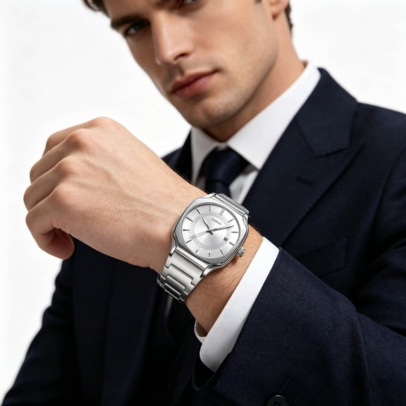 Mens Quartz Watch, Waterproof Luminous Business Wristwatch With Date Calendar Accurate Timekeeping And Classic Design, Dress Watch For Office Work Meetings Formal Daily Wear