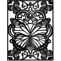 Butterfly Metal Wall Art Decor Mandala Black Wall Signs Iron Hanging Metal Ornament Wall Sculpture Gift for Home Office Balcony Garden Living Room Decoration Christmas 11.8x9.1Inch