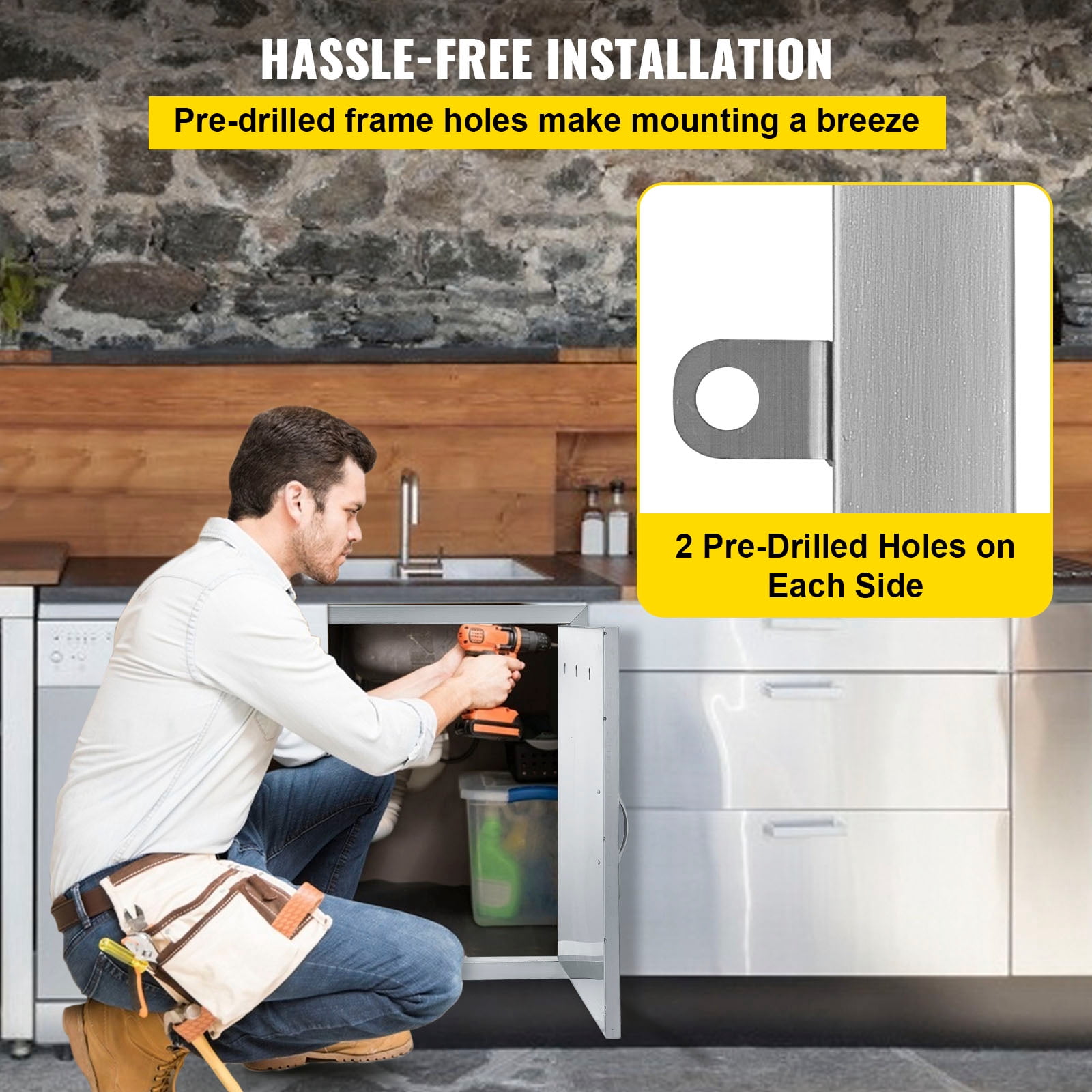 VEVOR BBQ Access Door, Double BBQ Door, Stainless Steel, 28W X 19H inch, 1 unit