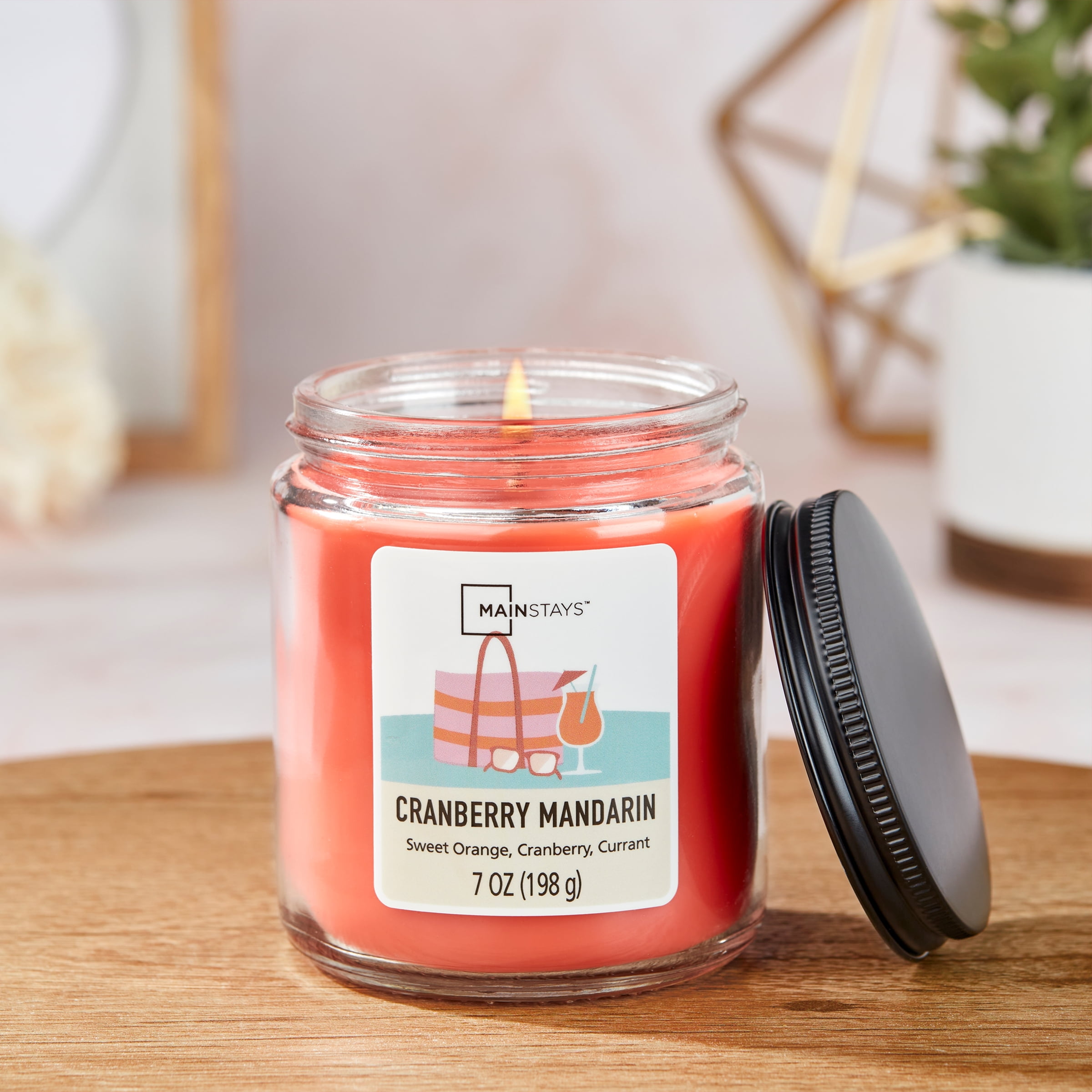 (3 pack) Mainstays Single-Wick Twist Glass Jar Scented Candle, Cranberry Mandarin, 7oz.