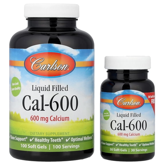 Carlson Liquid Filled Cal-600, 600 mg, 100   30  Softgels