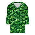 thumbnail image 5 of TaTaai Women St. Patrick's Day Fashion Print V-Neck 3/4 Sleeve T-Shirt Loose Casual Top Ladies Spring Holiday Street Wear Lightweight Breathable Non-See-Through No Fading Soft Top Gift, 5 of 5